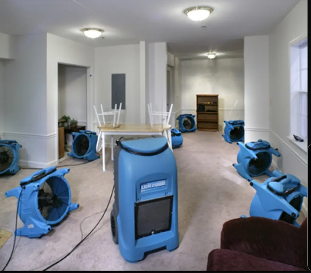 Air movers and dehumidifier setup for Water Extraction & Removal in New Berlin
